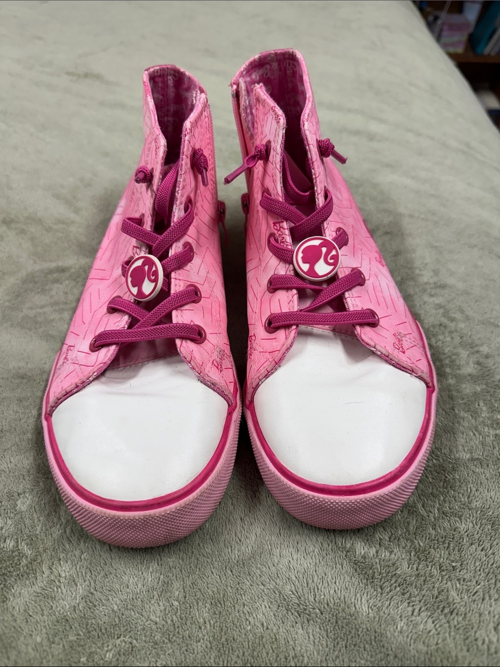 Barbie Hot Pink High-Top Kids Sneakers with White Toe